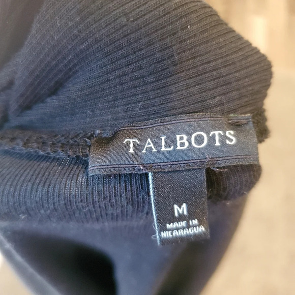 Talbots Women's Black Ribbed Cardigan Sweater Size Medium - Picture 2 of 10